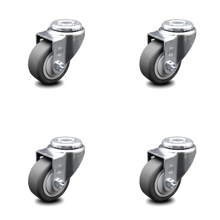 Service Caster 3.5 Inch Thermoplastic Rubber Wheel Swivel Bolt Hole Caster Set SCC-BH20S3514-TPRB-4